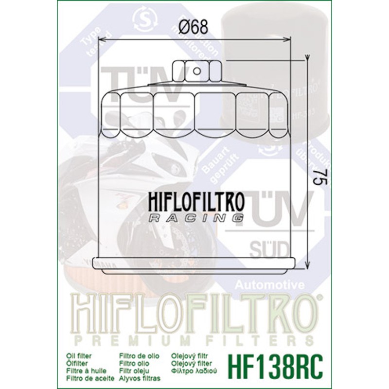 Filtro de aceite HIFLOFILTRO Racing - HF138RC