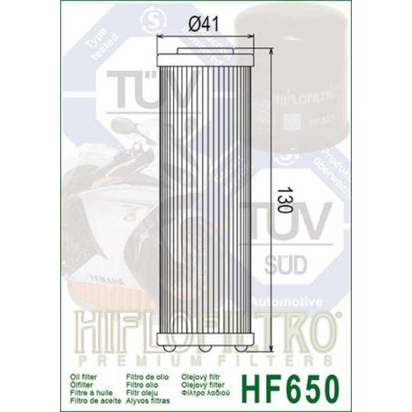Filtro de aceite HIFLOFILTRO - HF650