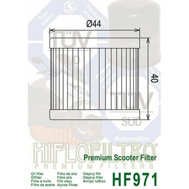 Filtro de aceite HIFLOFILTRO - HF971