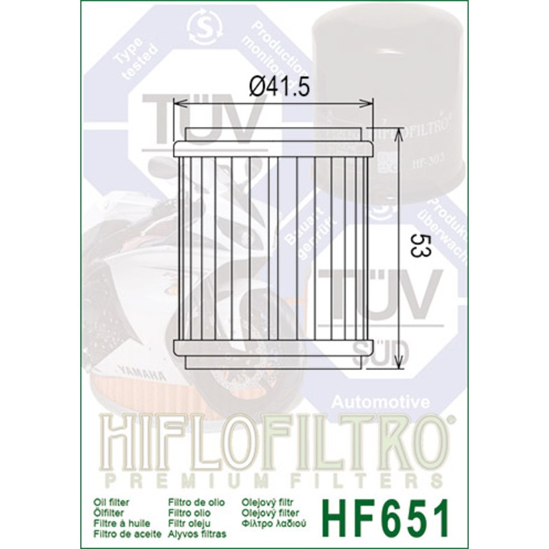 Filtro de aceite HIFLOFILTRO - HF651