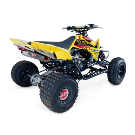 Linea completa escape Yoshimura Signature RS-5, acero inox, Silencioso de aluminio, Suzuki LT-R450