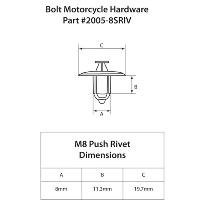 Remache plástico M8 XL BOLT