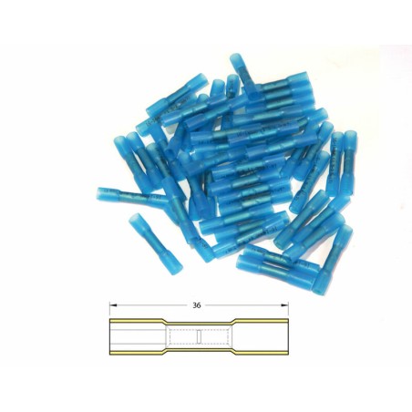 Conector punta-punta termorretráctil BIHR Ø1,5/2,5mm² - 50uds transparente azul