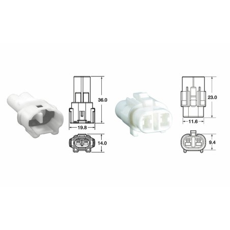Juego de conectores 2 vias Series 090 SMTO BIHR tipo original Ø0,85mm²/1,25mm² - 5 Juegos completo
