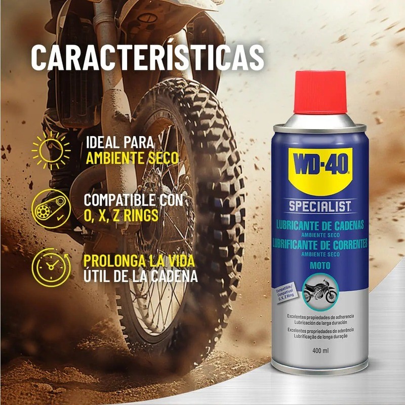 Lubricante de cadena WD-40 Specialist Moto condiciones secas - Spray 400ml