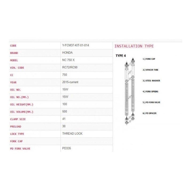 Kit de Mejora de Horquilla YSS Y-FCM37-KIT-01-014