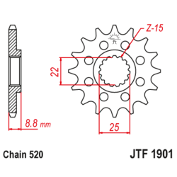 Piñón JT SPROCKETS acero estándar 1901 - 520
