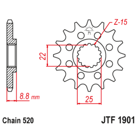 Piñón JT SPROCKETS acero estándar 1901 - 520