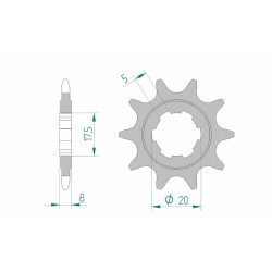 Piñón AFAM acero estándar 94306 - Paso 520