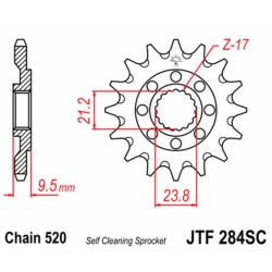 Piñón JT SPROCKETS acero autolimpiable 284 - Paso 520 2