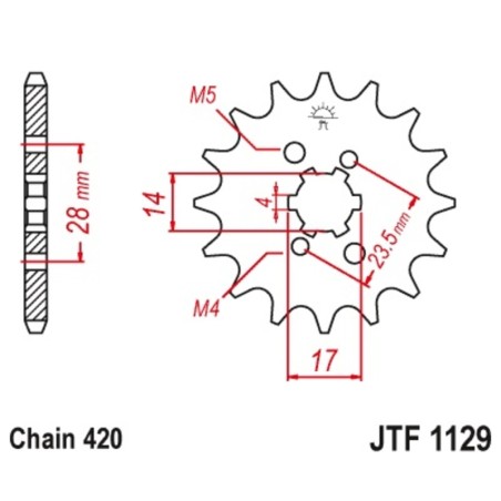 Piñón JT SPROCKETS acero estándar 1129 - Paso 420