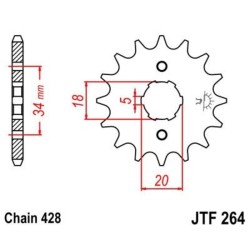 Piñon JT 264 de acero con 17 dientes