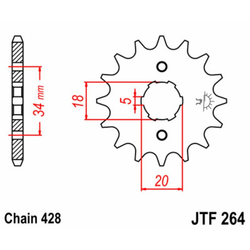 Piñón JT SPROCKETS acero estándar 264 - Paso 428