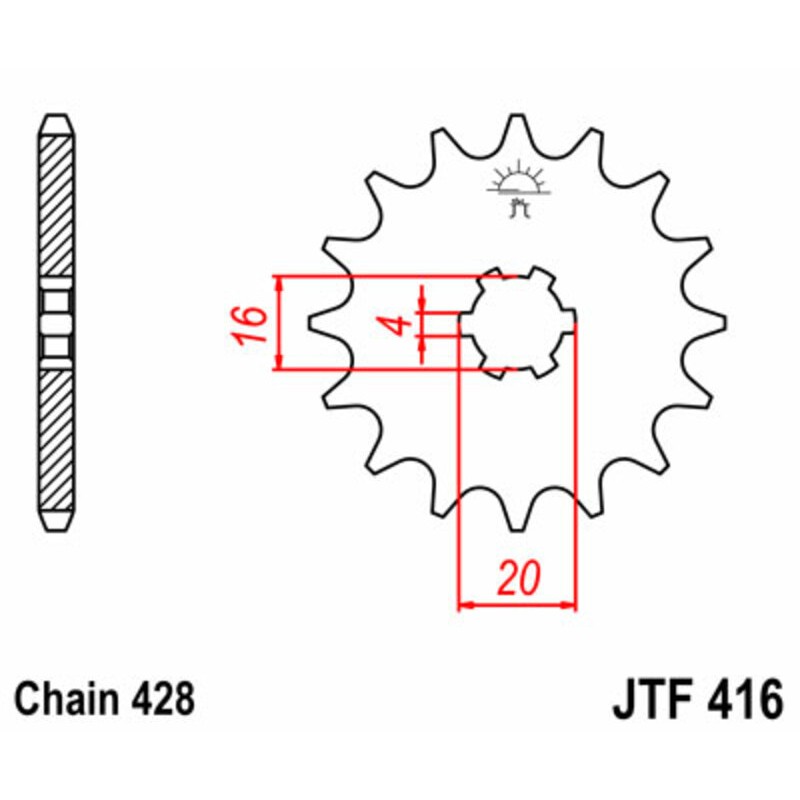 Piñón JT SPROCKETS acero estándar 416 - Paso 428