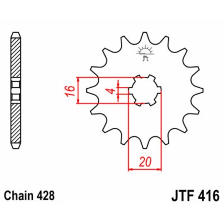 Piñon JT 416 de acero con 15 dientes