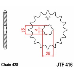 Piñón JT SPROCKETS acero estándar 416 - Paso 428 2