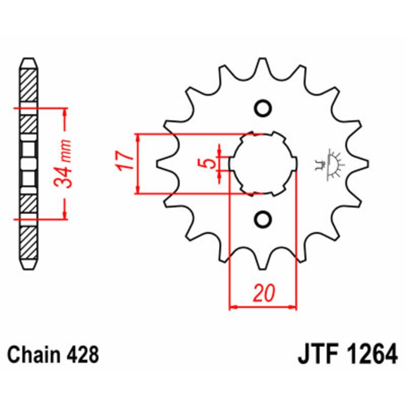 Piñón JT SPROCKETS acero estándar 1264 - Paso 428