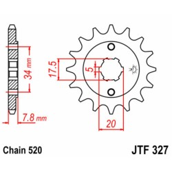 Piñón JT SPROCKETS acero estándar 327 - Paso 520 2