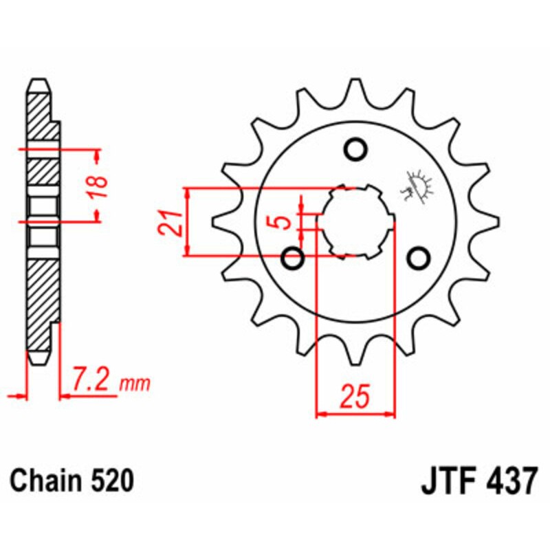 Piñón JT SPROCKETS acero estándar 437 - Paso 520