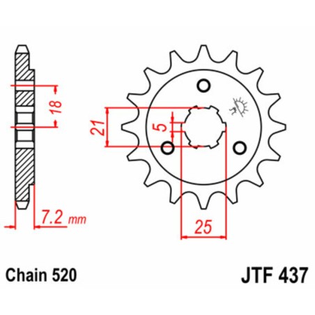 Piñón JT SPROCKETS acero estándar 437 - Paso 520