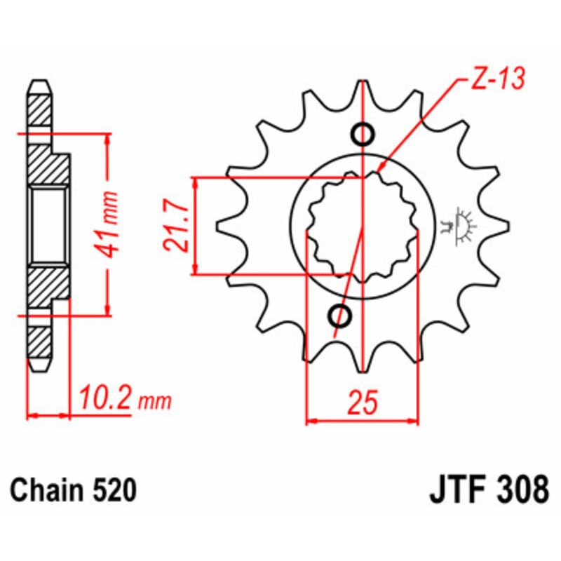 Piñón JT SPROCKETS acero estándar 308 - Paso 520