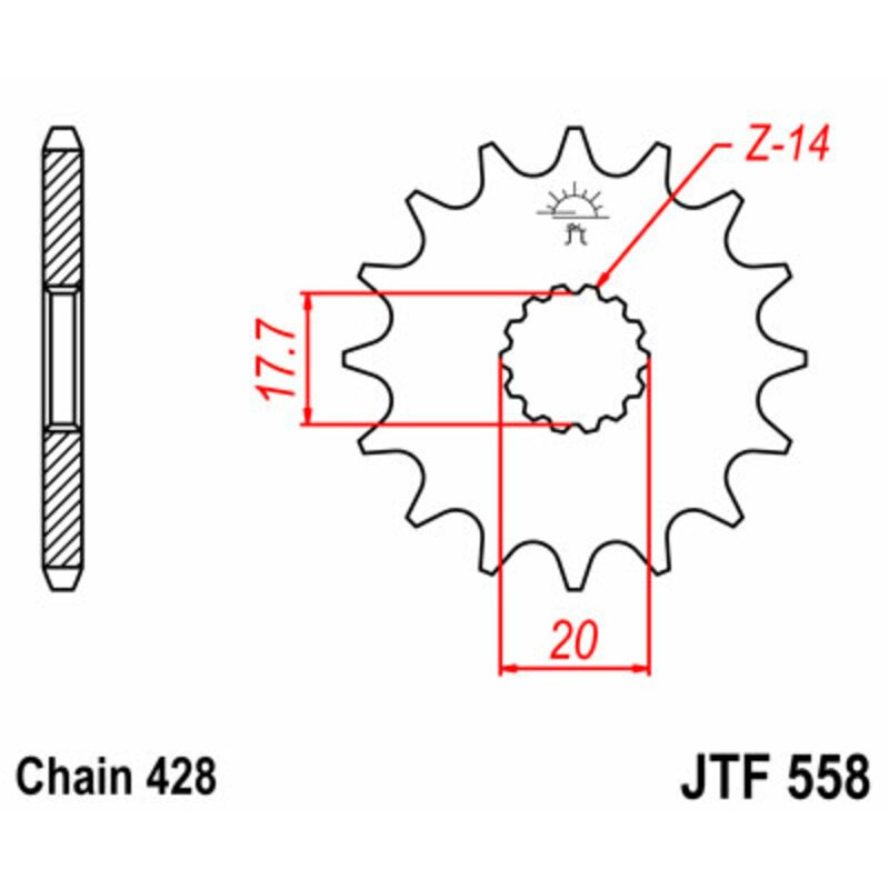 Piñón JT SPROCKETS acero estándar 558 - Paso 428