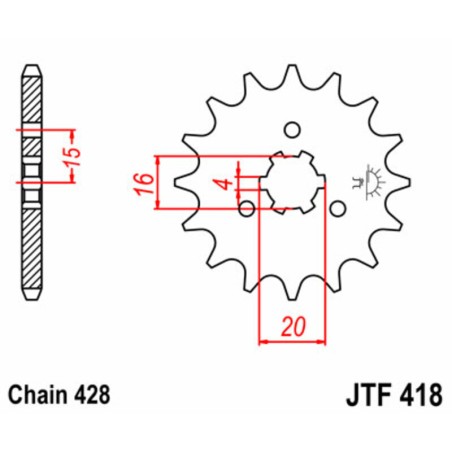 Piñon JT 418 de acero con 14 dientes