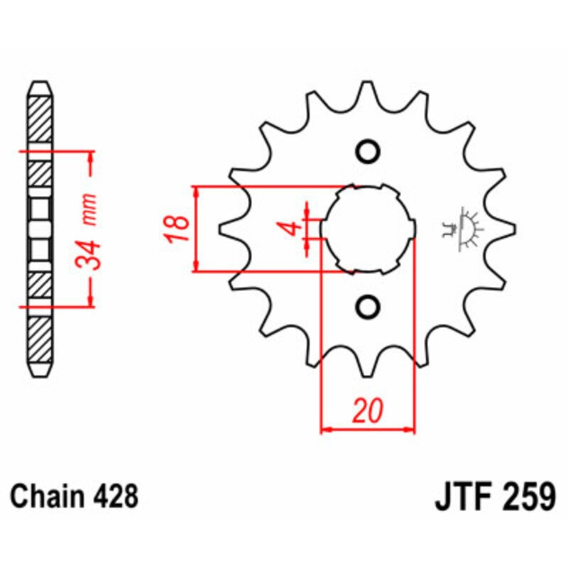 JT SPROCKETS Steel Standard Front Sprocket 259 - 428