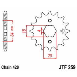 Piñón JT SPROCKETS acero estándar 259 - Paso 428 2
