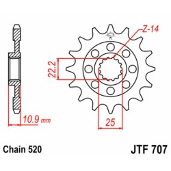 Piñón JT SPROCKETS acero estándar 707 - Paso 520 2
