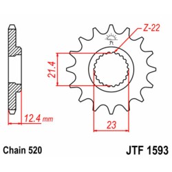 Piñón JT SPROCKETS acero estándar 1593 - Paso 520 2