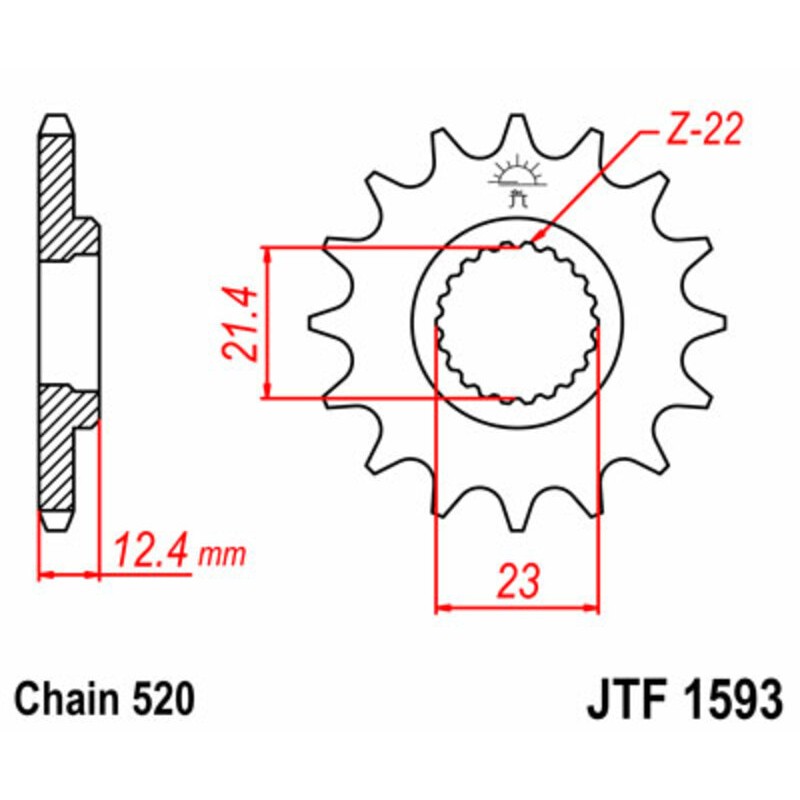 Piñón JT SPROCKETS acero estándar 1593 - Paso 520