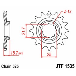 Piñon JT 1535 de acero con 15 dientes 2