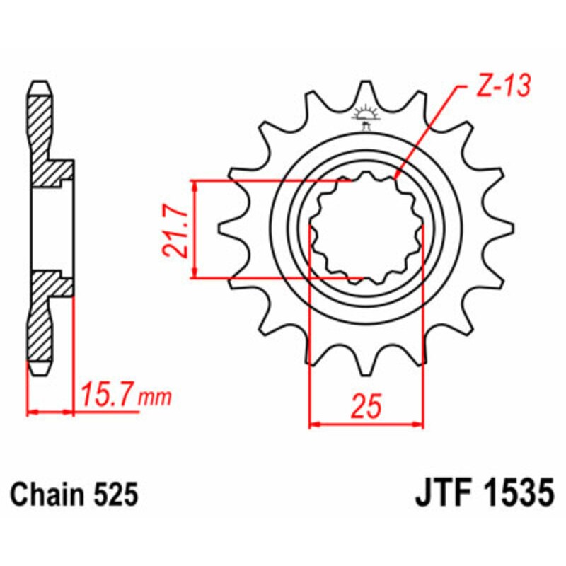 Piñon JT 1535 de acero con 15 dientes
