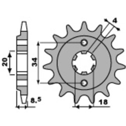 Piñón PBR acero estándar 2076 - 520