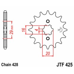 Piñón JT SPROCKETS acero estándar 425 - Paso 428 2