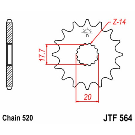 Piñón JT SPROCKETS acero estándar 564 - Paso 520