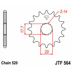 Piñón JT SPROCKETS acero estándar 564 - Paso 520 2