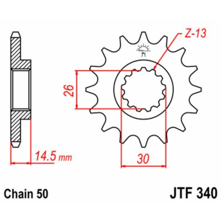 Piñón JT SPROCKETS acero estándar 340 - Paso 530