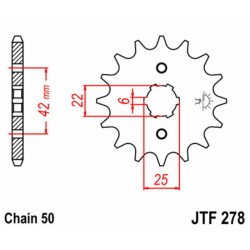 Piñón JT SPROCKETS acero estándar 278 - Paso 530 2