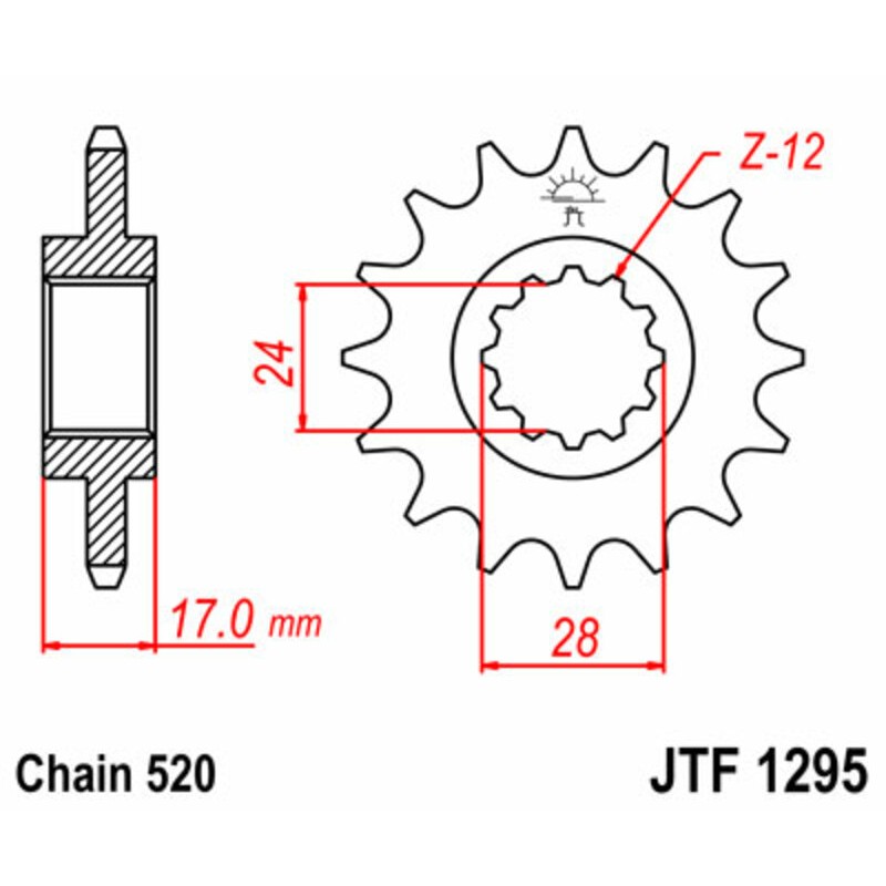Piñón JT SPROCKETS acero estándar 1295 - Paso 520