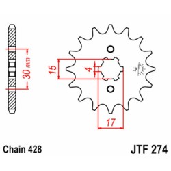 Piñón JT SPROCKETS acero estándar 274 - Paso 428 2