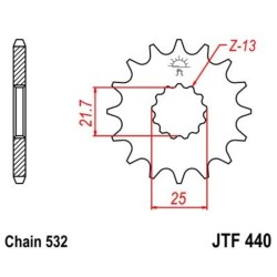 Piñón JT SPROCKETS acero estándar 440 - Paso 532