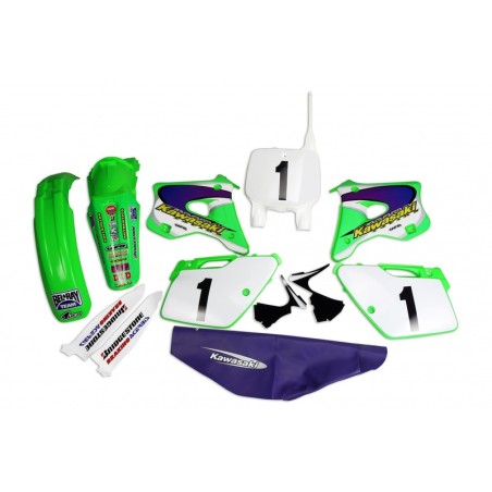 Kit de Plástica UFO y Kit de adhesivos EMIG Team USA Replica Kawasaki KX125/250