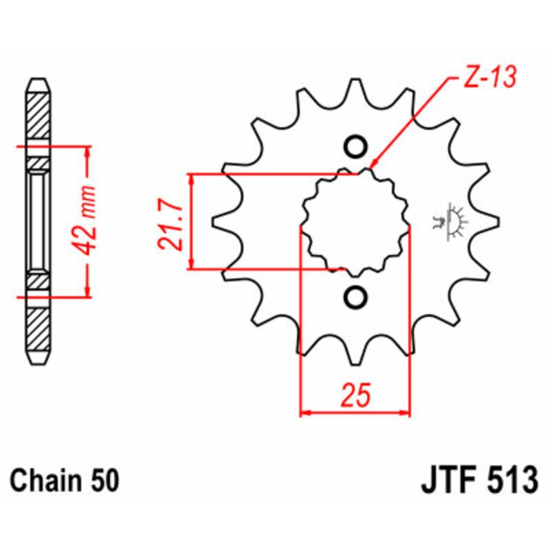 Piñón JT SPROCKETS acero estándar 513 - Paso 530