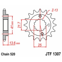 Piñón JT SPROCKETS acero estándar 1307 - Paso 520 2