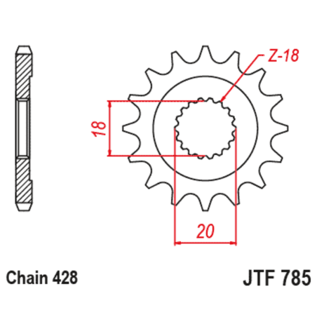 Piñón JT SPROCKETS acero estándar 785 - Paso 428