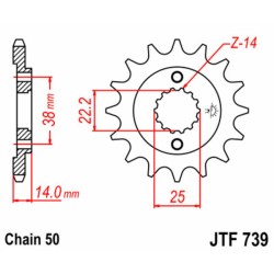 Piñon JT 739 de acero con 15 dientes 2