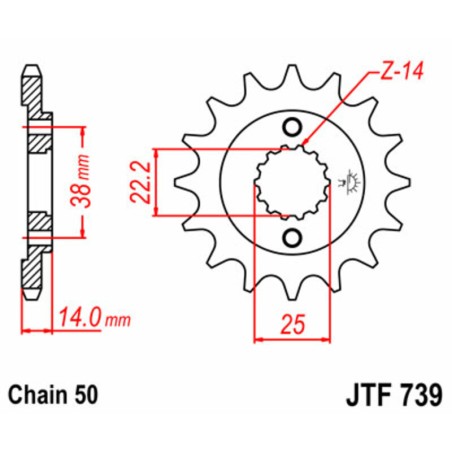 Piñon JT 739 de acero con 15 dientes