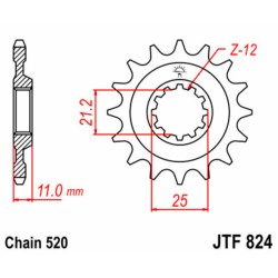 Piñón JT SPROCKETS acero estándar 824 - Paso 520 2